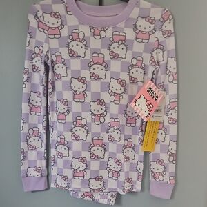 Hello Kitty Lilac and Pink Checkerboard Pajama Top & Bottoms